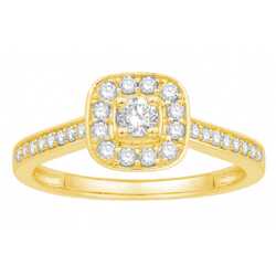 Solitaire accompagne entourage coussin 0.38Cts GSI2  en Or 750 / 1000 (18K)
