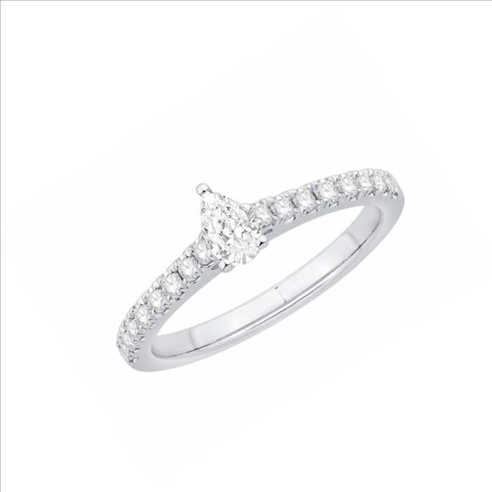 Solitaire accompagné centre taille poire 0.20Ct et 0.41 au tot al  en Or 750 / 1000 (18K)