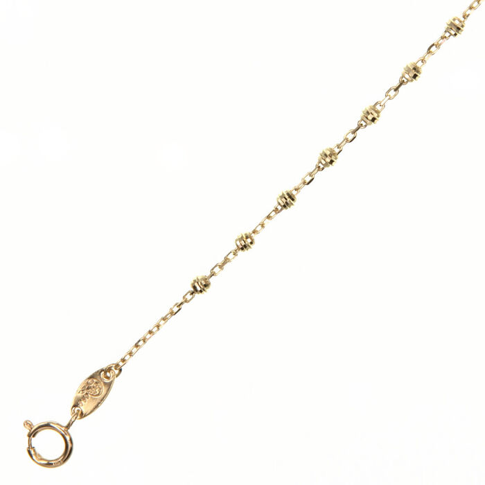 Gourmette maille forcat et boules  en Or 750 / 1000 (18K)