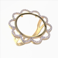 Bague motif Porte piece 10 Frs Fleur avec oydes  en Or 750 / 1000 (18K)