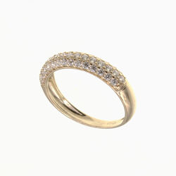 Bague motif jonc pavée serti grain  en Or 750 / 1000 (18K)