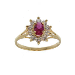 Bague motif marquise centre rouge  en Or 750 / 1000 (18K)
