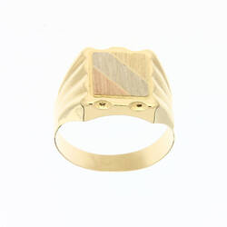 Chevalière avec table tricolor brossée  en Or 750 / 1000 (18K)