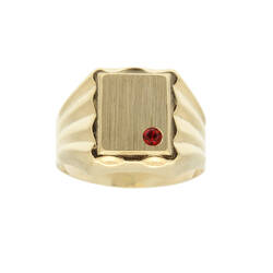 Chevalière avec une pierre rouge  en Or 750 / 1000 (18K)