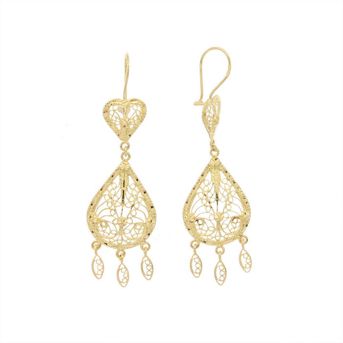 Paire de boucles pendantes meskia en filigrane  en Or 750 / 1000 (18K)