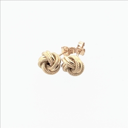 Paire de boucles à vis noeuds mat et brillant  en Or 750 / 1000 (18K)