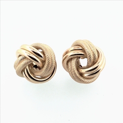 Paire de boucles à vis noeuds mat et brillant  en Or 750 / 1000 (18K)