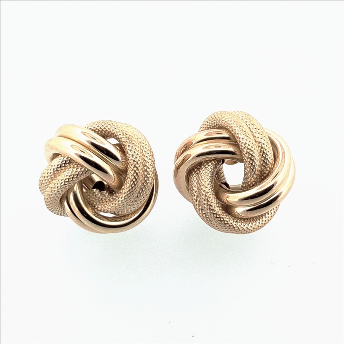 Paire de boucles à vis noeuds mat et brillant  en Or 750 / 1000 (18K)