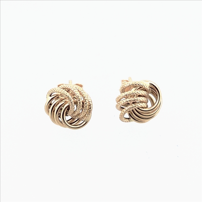 Paire de boucles à vis noeuds mat et brillant  en Or 750 / 1000 (18K)
