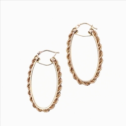 Paire de créoles maille corde ovale  en Or 750 / 1000 (18K)