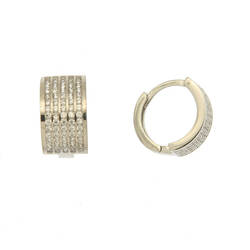 Paire de créoles serti rail 5 rangs  en Or 750 / 1000 (18K)