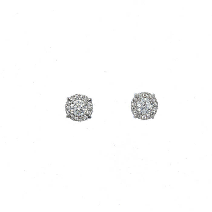 Paire de boucles à vis pavé blanc  en Or 750 / 1000 (18K)