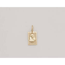 PlaquePendentif religieux vierge en relief sablée  en Or 750 / 1000 (18K)