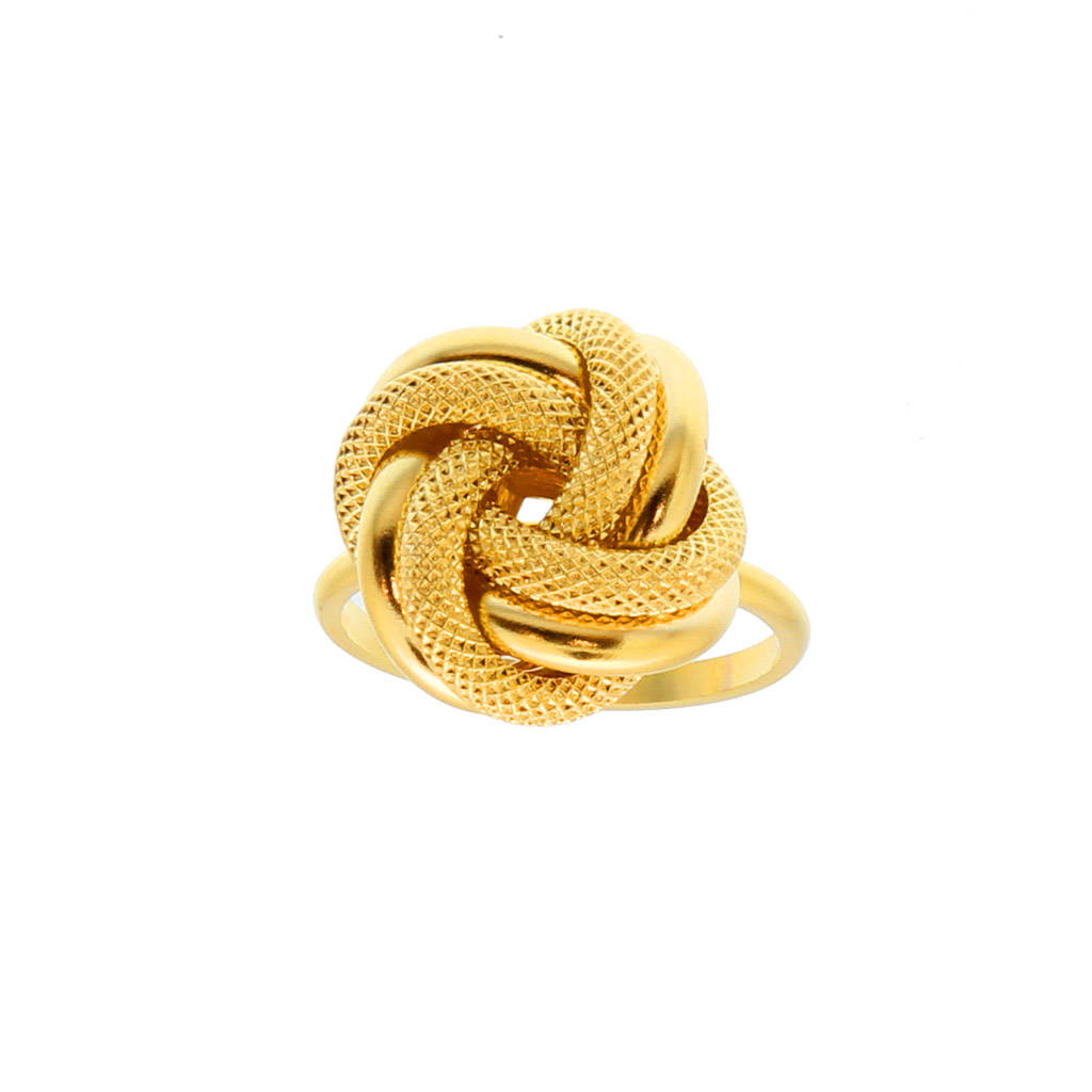 Bague motif noeud lisse et sablé en Or 750 / 1000 (18K)