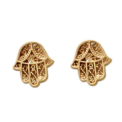 Paire de boucles à vis Mains de Fatma  en Plaqué Or