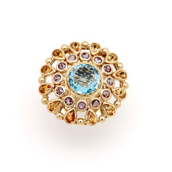 Bague motif rosace multicolore  en Or 750 / 1000 (18K)