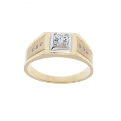 Chevalière chevalière matte et brillante carré et oxyde  en Or 750 / 1000 (18K)