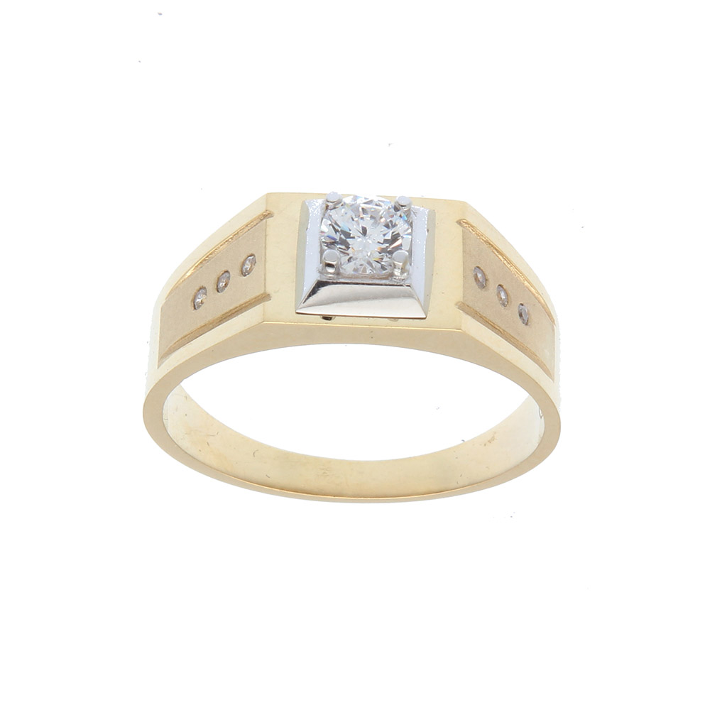 Chevalière chevalière matte et brillante carré et oxyde  en Or 750 / 1000 (18K)