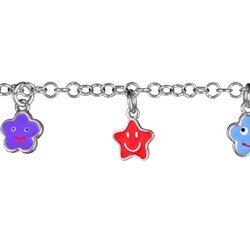 Gourmette BRACELET ARGENT RHODIE 5 PAMPILLES  16CM REGLABLE 14  en Argent 925 / 1000