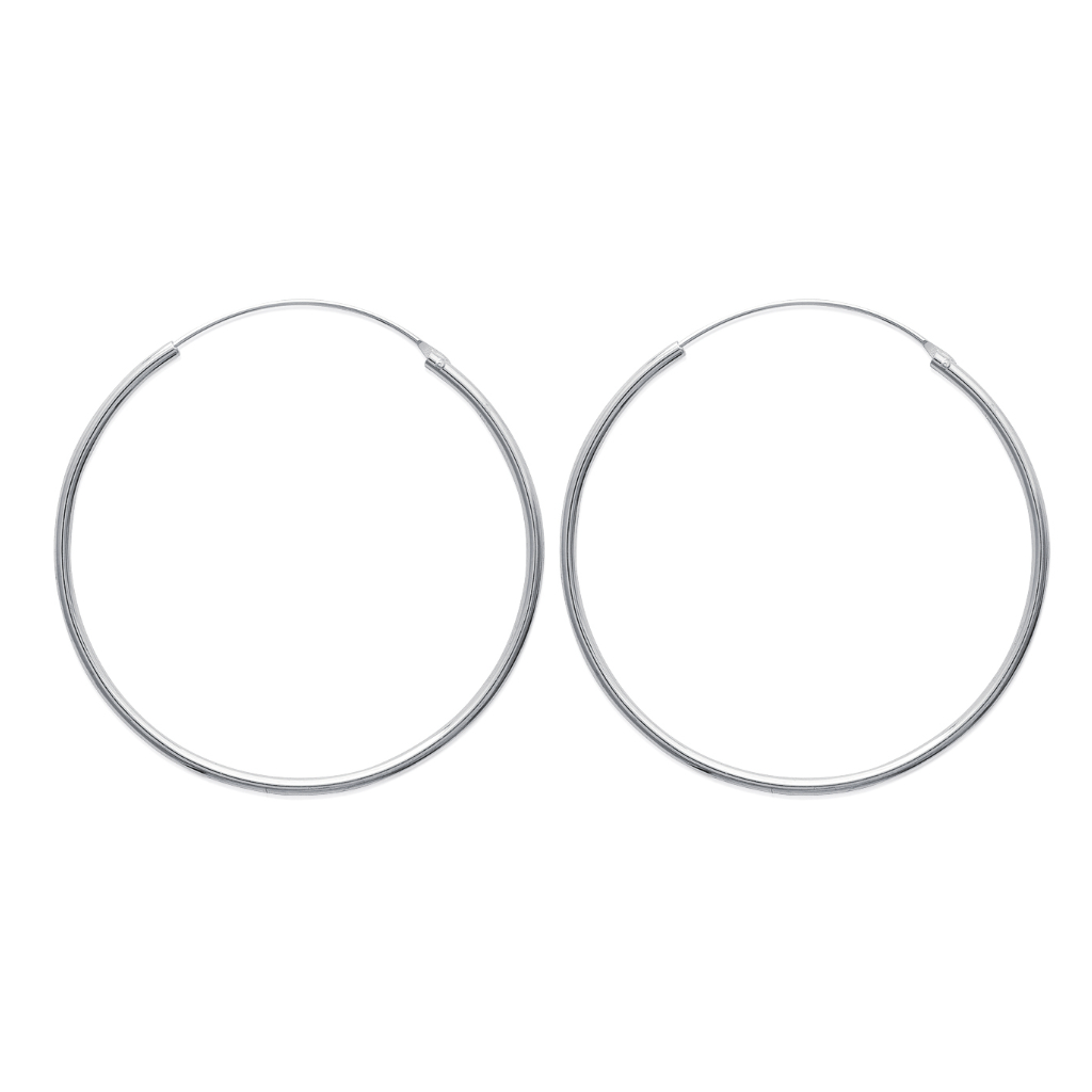 Paire de créoles lisses en Argent 925 /1000