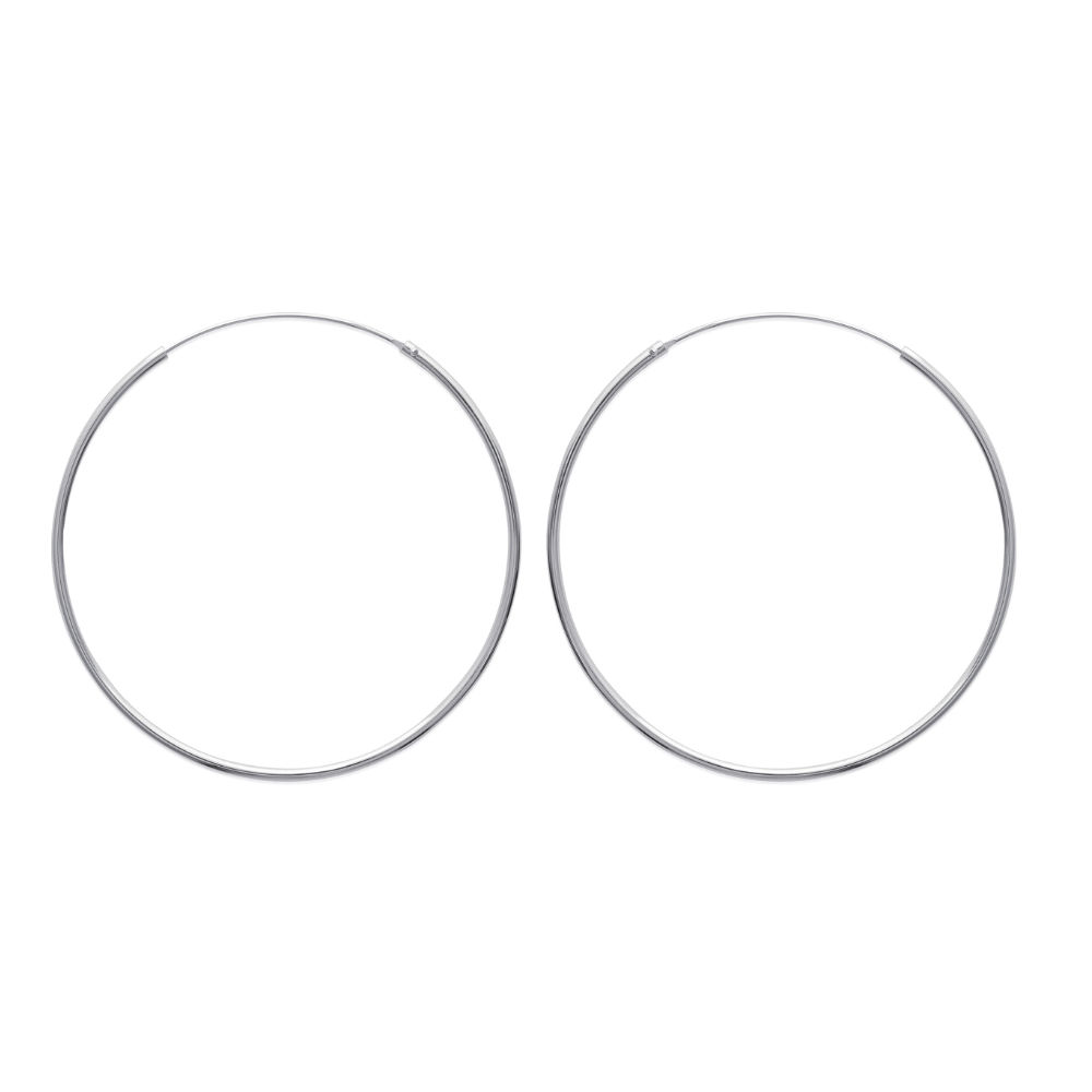 Paire de créoles lisses 50mm en Argent 925 /1000