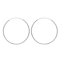 Paire de créoles lisses 70mm  en Argent 925 /1000