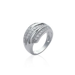 Bague motif pavee entralacee  en Argent 925 /1000