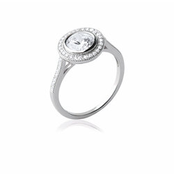 Solitaire accompagné serti cloos micro serti en Argent 925 /1000