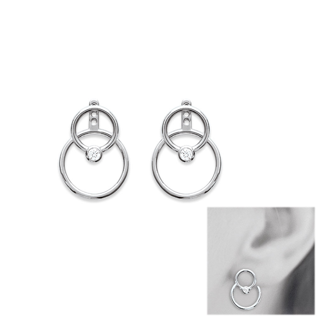 Paire de boucles à vis cercle en Argent 925 /1000