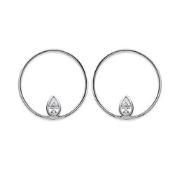 Paire de boucles à vis poire serti clos  en Argent 925 /1000