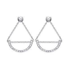 Paire de boucles pendantes demi lune  en Argent 925 /1000