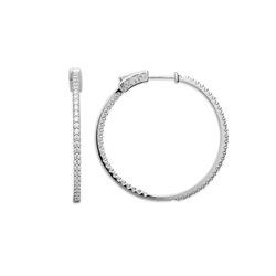 Paire de créoles micro sertie  en Argent 925 /1000