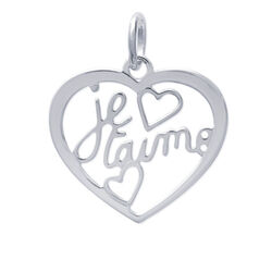 coeur avec je t'aime decoupé  en Argent 925 /1000