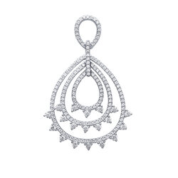 Paire de boucles pendantes poire micro serti  en Argent 925 /1000