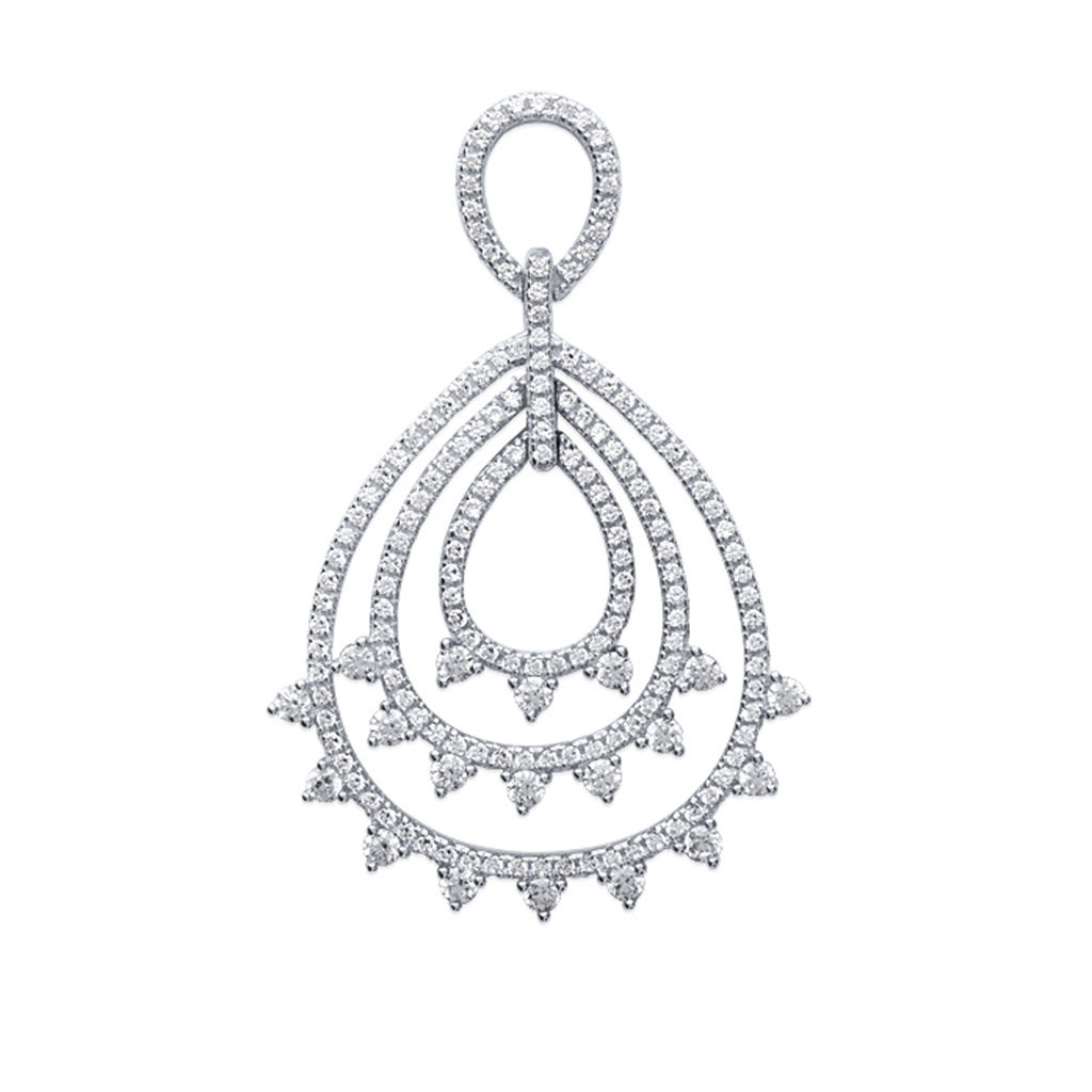 Paire de boucles pendantes poire micro serti en Argent 925 /1000