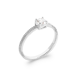 Solitaire 4 griffes perlé en Argent 925 / 1000