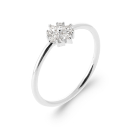 Bague motifSolitaire fleurette en Argent 925 / 1000
