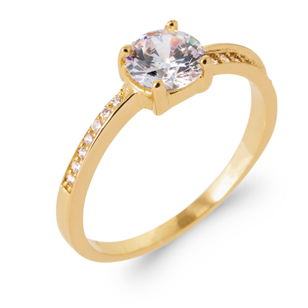 Solitaire accompagne centre 4 griffes en Plaqué Or