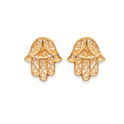 Paire de boucles à vis main filigrane  en Plaqué Or