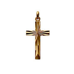 Pendentif religieux croix ciselée  en Plaqué Or