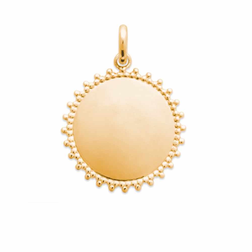 Plaque ronde avec granulation en Plaqué Or