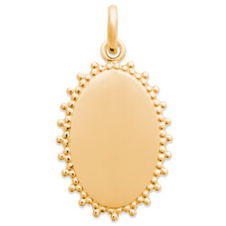 Plaque ovale azvec granulation  en Plaqué Or