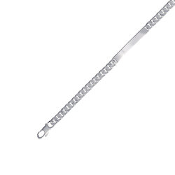 Gourmette plaque rectangulaire maille gourmette  en Argent 925 /1000