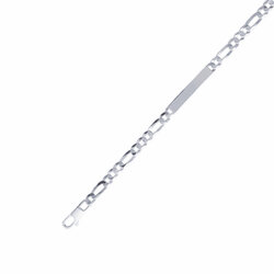 Gourmette plaque rectangulaire maille alternée 3-1  en Argent 925 /1000