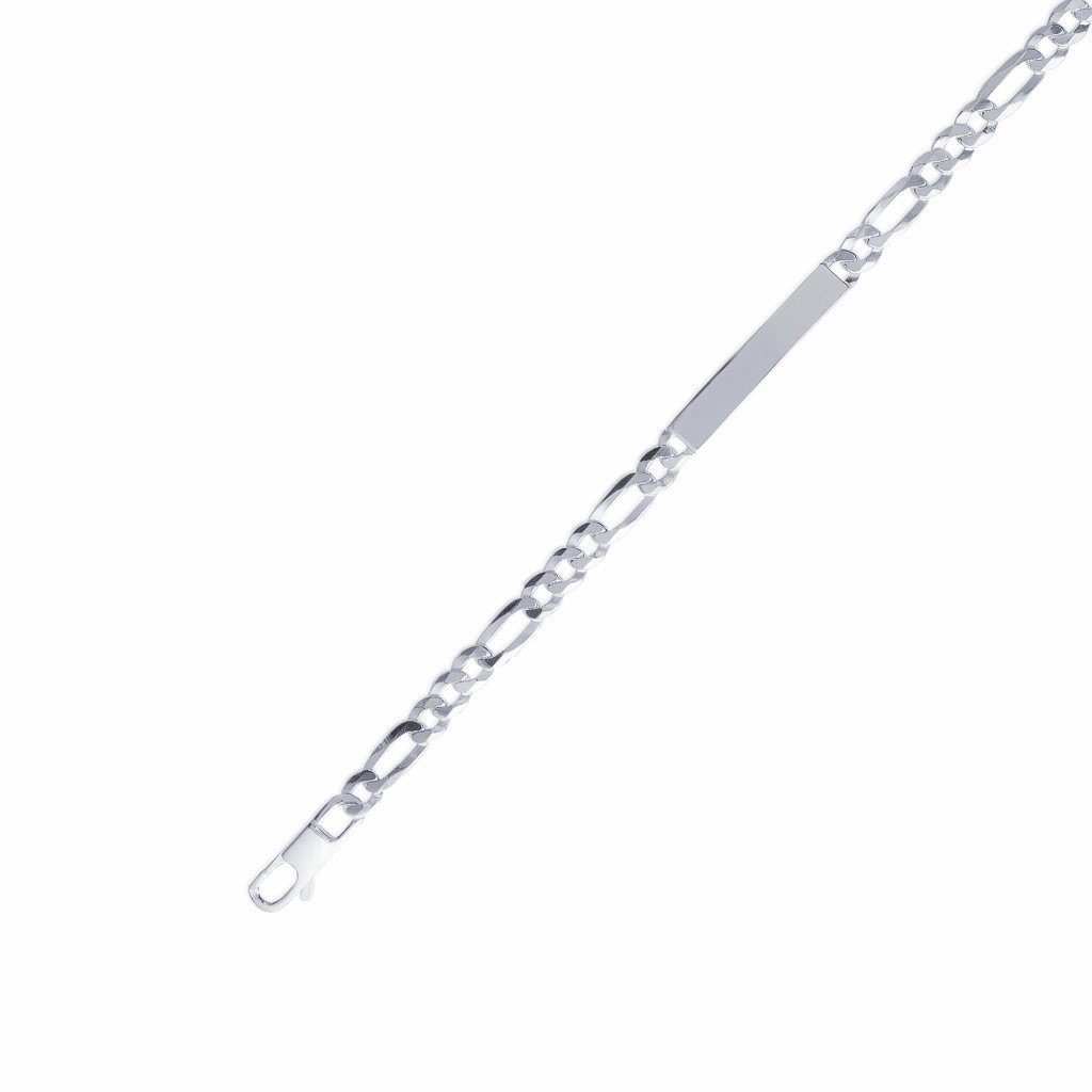 Gourmette plaque rectangulaire maille alternée 3-1 en Argent 925 /1000