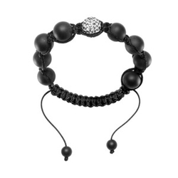 Gourmette boules noires  en Argent 925 / 1000