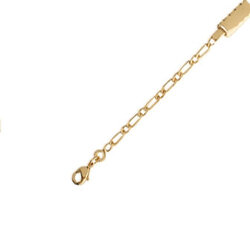 Identité bébé plaque rectangulaire ciselée et maille alternée 1-1  en Plaqué Or