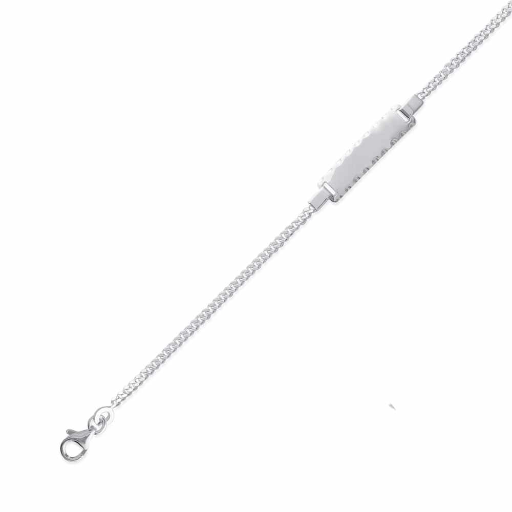 Gourmette bebe maille gourmette plaque rectangulaire ciselee 16cm en Argent 925 /1000
