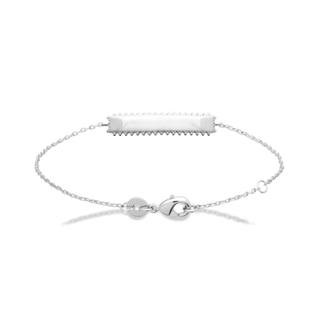 Identité maille forcat plaque rectangulaire en Argent 925 /1000