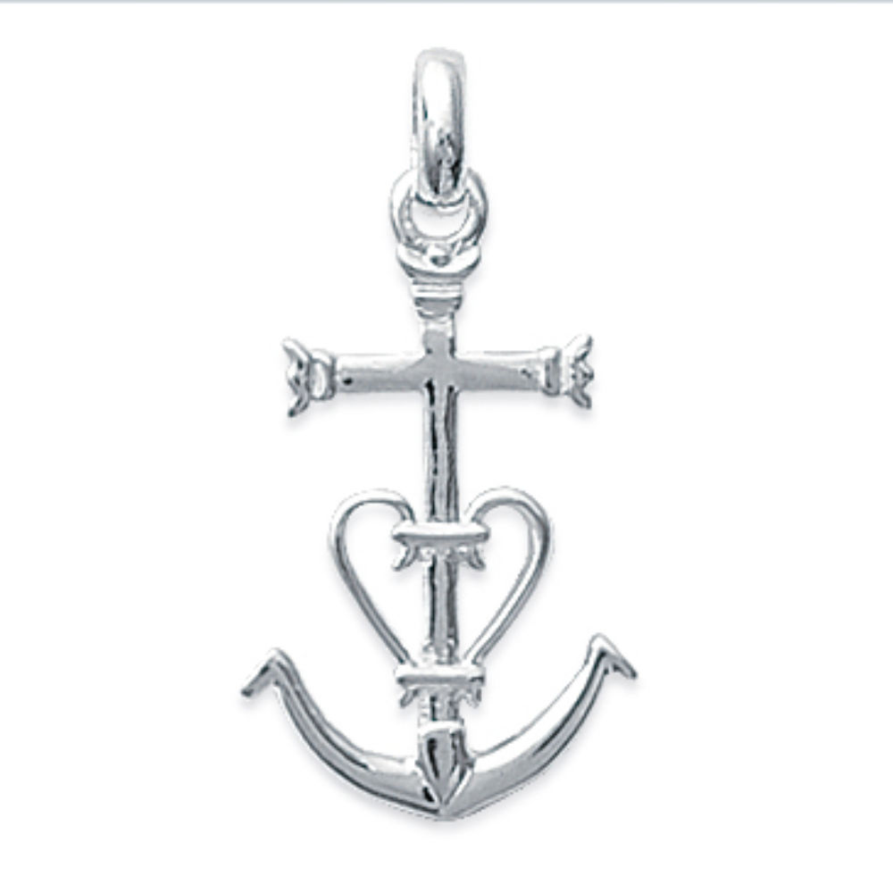 Pendentif religieux croix 3 vertues en Argent 925 /1000